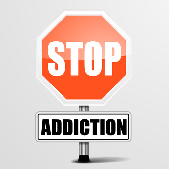 Illustration avec un panneau Stop Addiction